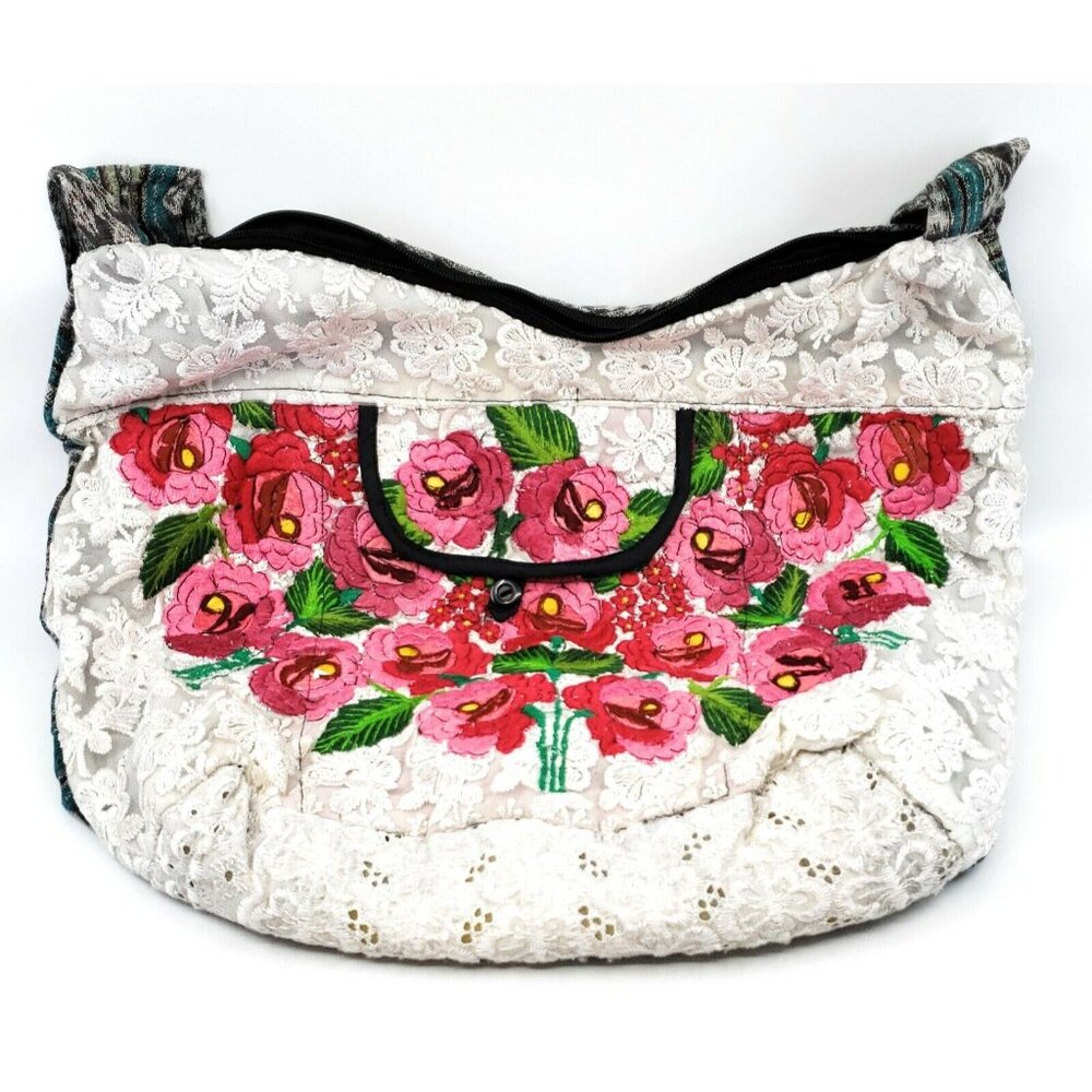 Colorful Hand Embroidered Boho Patchwork Shoulder Bag Purse Made in Guatemala #7